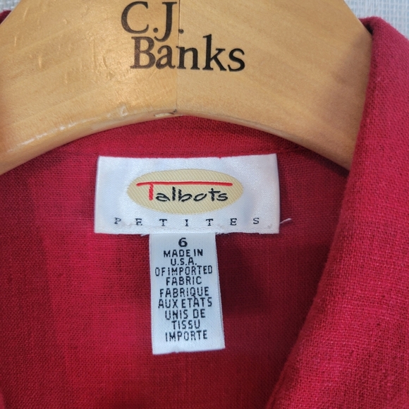 Vintage‎ Talbots Linen Blend Button Front Midi Dress Red Size 6 Petite Lagenlook - Picture 3 of 10
